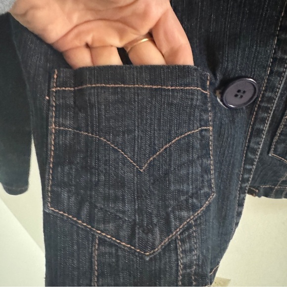 Vintage Y2K Denim Jean Chambray Blazer Jacket Y2K L - Picture 3 of 10